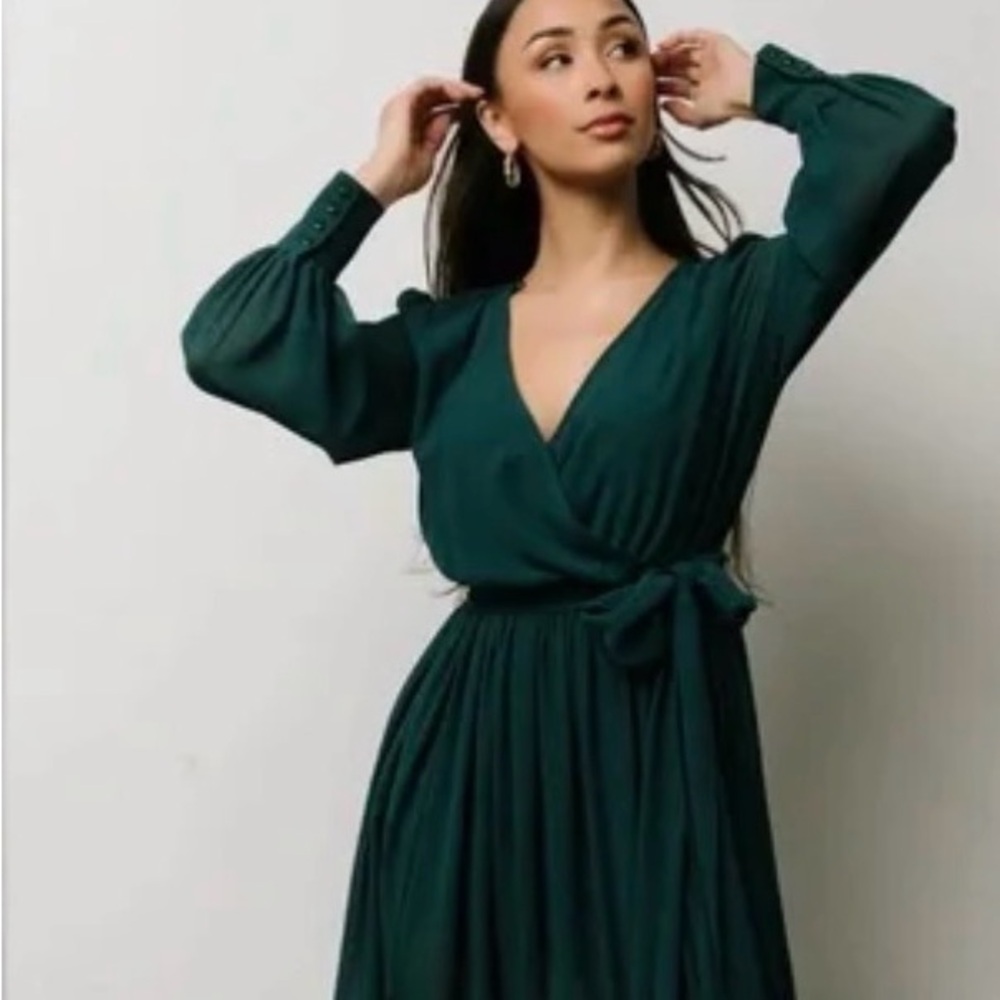 Baltic Born Celine Hunter Green (not teal!!)  Long Sleeve Dress M